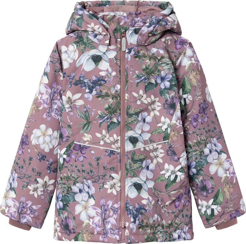 Functionele Jas - NMMaxi - Softshell - Bloemenprint - Met Afneembare Capuchon