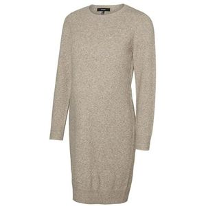 Vero Moda - VMMDoffy - Gebreide Jurk - Lichtbruin - Slanke Pasvorm - Lange Mouw