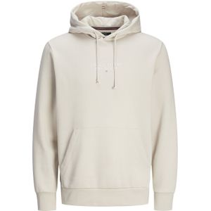 JACK & JONES Arie sweat hood slim fit - heren hoodie katoenmengsel met capuchon - beige