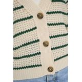 Jacqueline de Yong Vest Jdyellen V-neck Stripe Cardigan 15328338 Whitecap Gray/rain Forest Dames Maat - XS