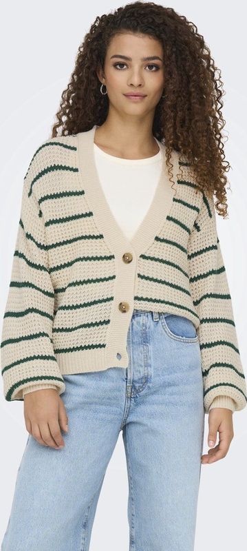 Jacqueline de Yong Vest Jdyellen V-neck Stripe Cardigan 15328338 Black/whitecap Gray Dames