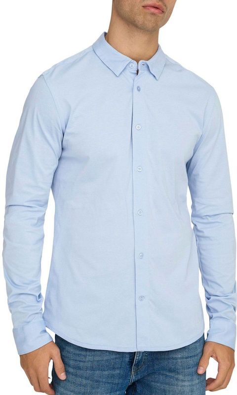 Only & Sons Onsrobin Button Under Ls Stretch Shirt met lange mouwen voor heren, Hemelsblauw, L