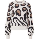 Jdy Jdylorraine Animal Pullover Knt Noos Dames Trui - Cement Black/Malt Ball Mi