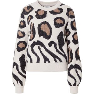 Jdy Jdylorraine Animal Pullover Knt Noos Dames Trui - Cement Black/Malt Ball Mi
