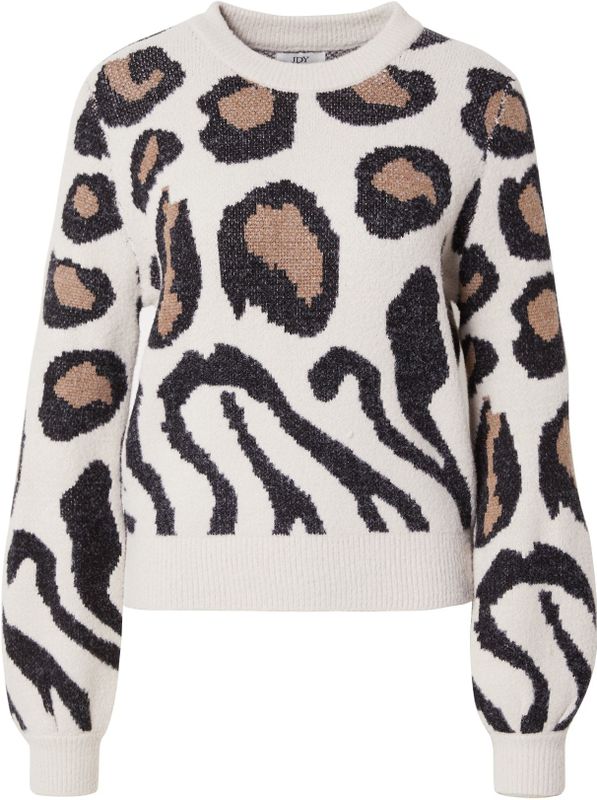 Jdy Jdylorraine Animal Pullover Knt Noos Dames Trui - Cement Black/Malt Ball Mi