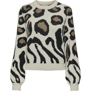 Jdy Jdylorraine Animal Pullover Knt Noos Dames Trui - Cement Black/Malt Ball Mi