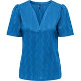 Only T-shirt Onldia S s V-neck Pleat Top Cs Jrs 15333479 Directoire Blue Dames