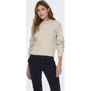 Only - Onlgaida Life Ls Emb o-Neck Cc Knt - Dames - Gebreide Truien