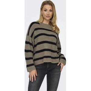 JDY - JDYJusty - Gebreide Trui - Bruin/Zwart - Losse Pasvorm