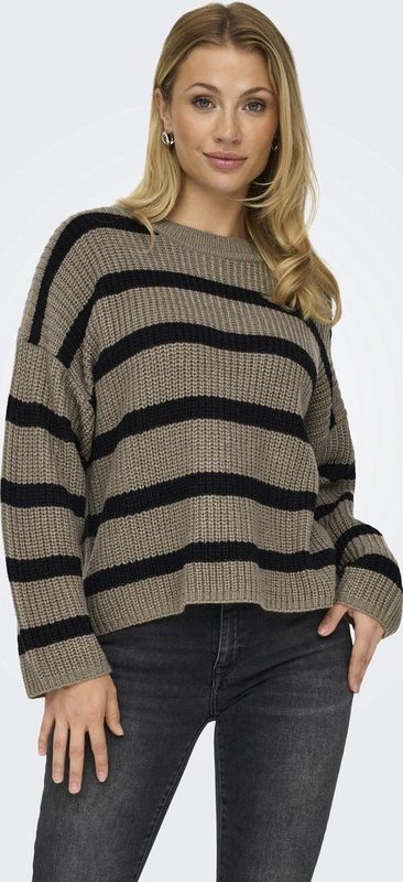 JDY - JDYJusty - Gebreide Trui - Bruin/Zwart - Losse Pasvorm