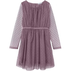NAME IT KIDS semi-transparante jurk aubergine