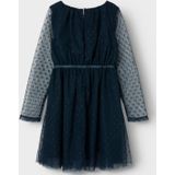 Jersey - Jurk - Blauw - Tule - Ronde Hals - Lange Mouwen - Regular Fit