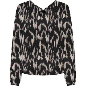 ONLY Dames Onlnova Life Elite L/S Mallory Top AOP, Zwart/Aop:590 Ruw Dier, M
