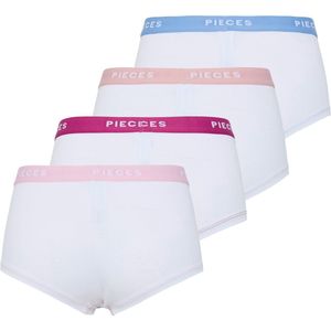 Pieces 4-Pack Dames short - Pack Pin - Katoenen dames onderbroeken - Multipack  - Wit