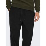 Broek - Rib - Donkerblauw - Katoen - Loose Fit