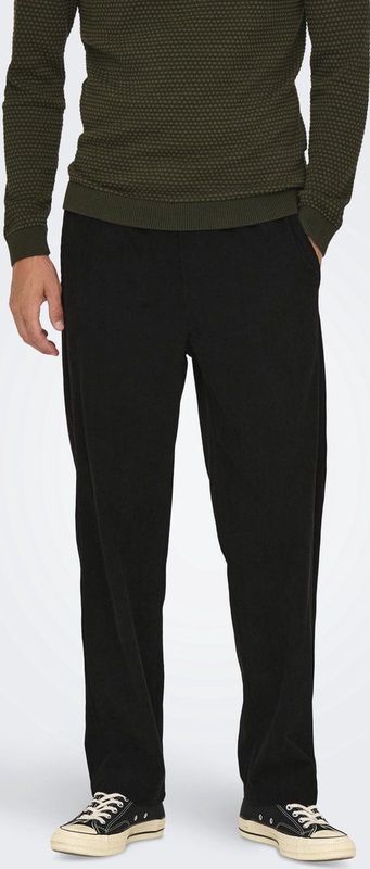 Broek - Rib - Donkerblauw - Katoen - Loose Fit