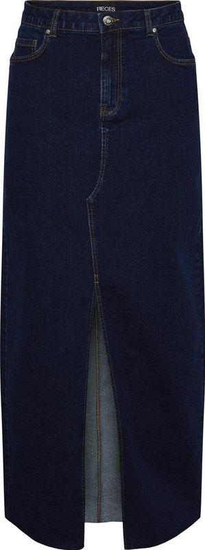 Piece - Pcjeie Hw Ankle - Denimrok - Blauw - Hoge Taille, Voorste Split, 79% Katoen