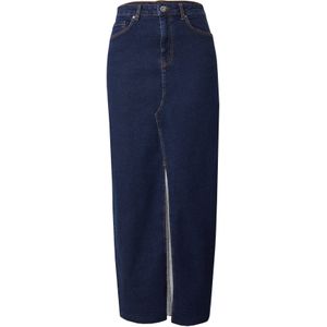 PIECES Vrouwelijke jeansrok PCJESSIE, Dark Blue Denim/Detail: spoeling Wash, L