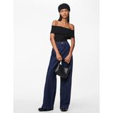 Pieces - Selma - Jeans - Blauw - Hoge Taille, Wijde Pijpen, 79% Katoen, 20% Gerecycled Katoen