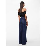 Pieces - Selma - Jeans - Blauw - Hoge Taille, Wijde Pijpen, 79% Katoen, 20% Gerecycled Katoen