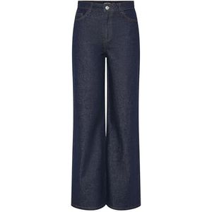 Pieces - Selma - Jeans - Blauw - Hoge Taille, Wijde Pijpen, 79% Katoen, 20% Gerecycled Katoen