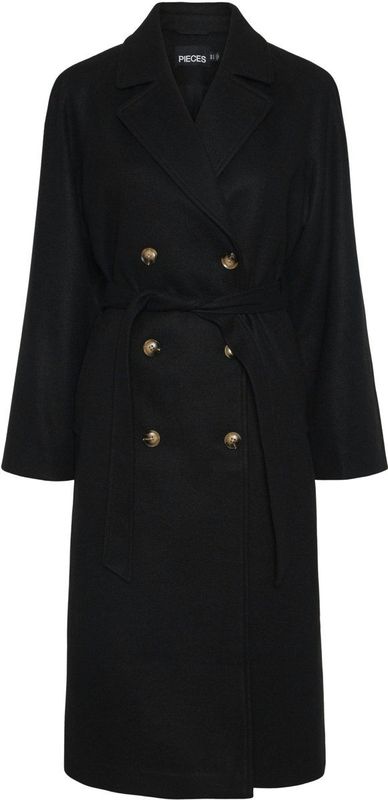 pieces - PCMARBEL LONG COAT NOOS - Lange Jas - Zwart - Regular Fit