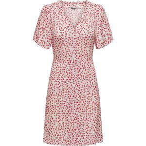 Jersey - Jurk - V-Hals - Korte Mouwen - Mini-lengte - Riem in Taille