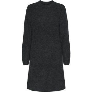 pieces - PCELLEN LS O-NECK KNIT DRESS NOOS - Gebreide Jurk - Donkergrijs Melange