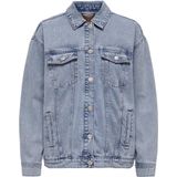 Denim Jas - Blauw - Katoen - Capuchon Met Verstelbaar Koord