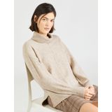 Gebreide Trui - Rolkraag - Lange Mouwen - Losse Pasvorm - Zwart - 65% Gerecycled Polyester