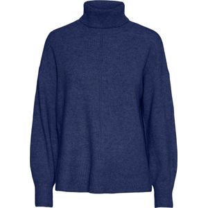 Pieces Trui Pcmalou Ls Rollneck Knit Noos Bc 17150960 Bellwether Blue Dames