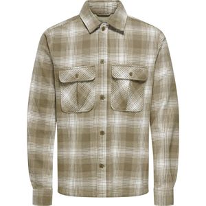 Geruit overhemd ONLY & SONS. Katoen materiaal. Maten XXL. Beige kleur