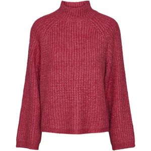 PIECES Dames Pcnell Ls High Neck Knit Noos, Beetroot Purple., M