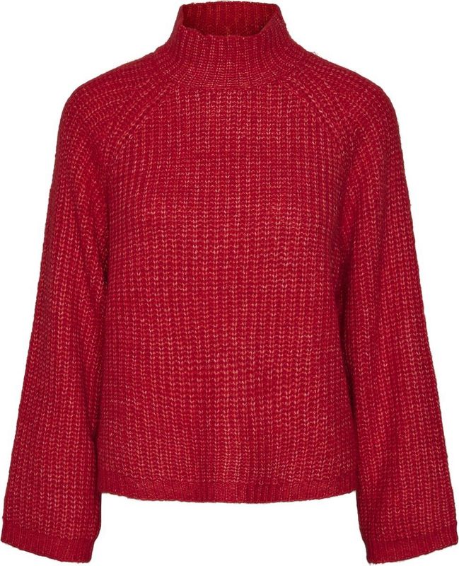 Gebreid Trui - Mélange - Knitwear - Lange Mouwen - Opstaande Kraag