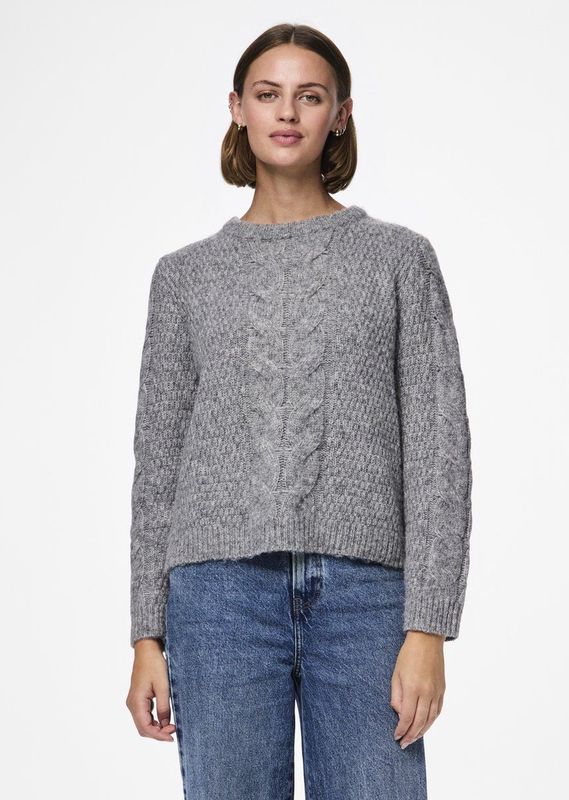 Gebreide Trui - Ronde Hals - Lange Mouwen - Grijs - 50% Gerecycled Polyester