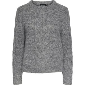 Pieces - Pcnina Ls O-neck Knit Noos - Gebreide Trui - Medium Grey Melange