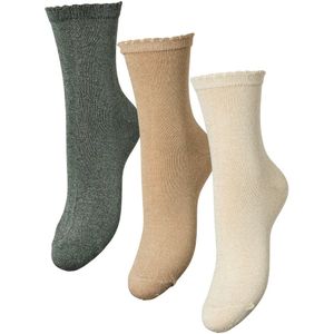 pieces - PCSEBBY GLITTER LONG - Sokken - Birch - 3 Paar - Katoenmix, Elastisch