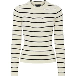 Pieces Trui Pccrista Ls O-neck Knit Noos Bc 17115047 Birch/black Narr Dames