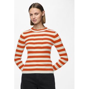 Pieces Trui Pccrista Ls O-neck Knit Noos Bc 17115047 Tangerine Tango/wide Birch Dames
