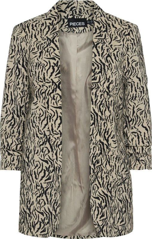 PIECES - Bedrukt Colbert - Beige/Zwart - Polyester