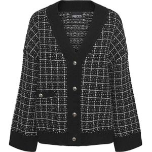 PIECES - Gebreid Vest - Zwart/Wit - Nilja