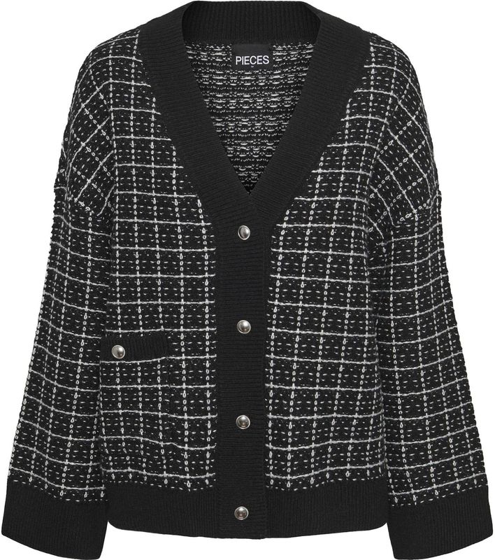 PIECES - Gebreid Vest - Zwart/Wit - Nilja