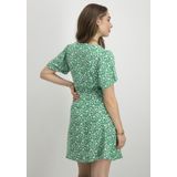 Jerseyjurk - V-Hals - Korte Mouwen - Mini-Lengte - Riem in de Taille - Regular Fit