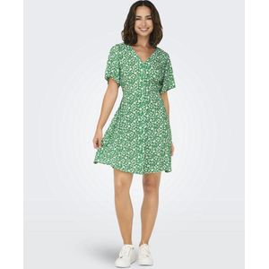 Jerseyjurk - V-Hals - Korte Mouwen - Mini-Lengte - Riem in de Taille - Regular Fit