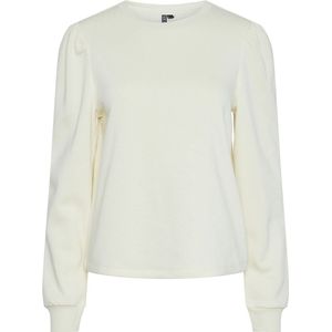 Pieces - Pcchilli Ls Puff Sweat Noos - Sweater - Wit - 50% Katoen, 50% Gerecycled Polyester