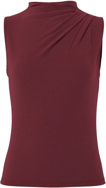 Gedrapeerde Mouwloze Top - Hoge Kraag - Plooien Bij Schouders - Slim Fit - Gerecycled Polyester