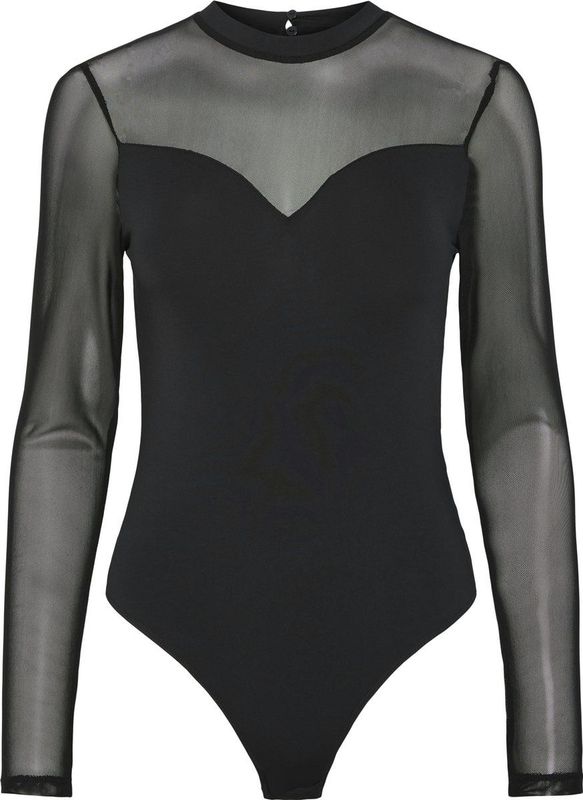 Pieces - Milly - Bodystocking - Effen - Semi-transparant - Mesh