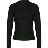 Pieces T-shirt Pcmadison Ls Draped Top Jrs Noos Bc 17153519 Black Dames