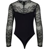 Pieces - Kanten Body - Zwart - 92% Polyamide, 8% Elastaan