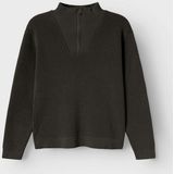 Gebreide Trui - Zwart - Normale Pasvorm - Ribboord